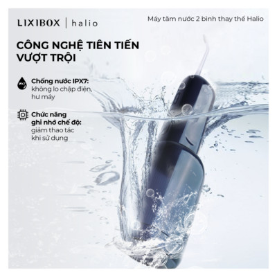 Máy Tăm Nước 2 Bình Thay Thế Halio UltraClean Express Hydro Floss Phiên Bản Nâng Cấp Dành Cho Răng Niềng