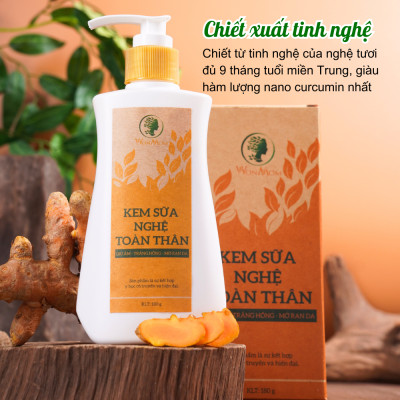 Bộ dưỡng trắng da body cho mẹ sau sinh Wonmom ( 1 kem sữa nghệ toàn thân + 1 cốt nghệ)