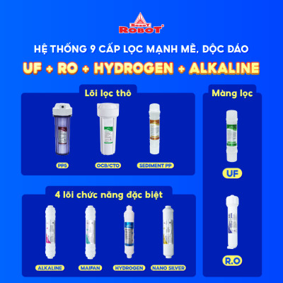 Máy lọc nước ROBOT Nóng Nguội SPRING Pro 9GH-UR Màu Đen Sọc- Hàng chính hãng