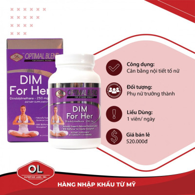 Viên uống hỗ trợ cân bằng nội tiết tố nữ Dim For Her Olympian Labs Mỹ 30 viên