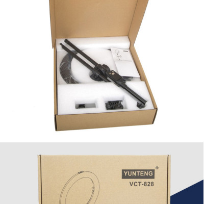 Bộ giá đỡ kèm đèn để bàn YUNTENG VCT-828 có thanh ngang quay review, quay topsot từ trên xuống - Hàng chính hãng