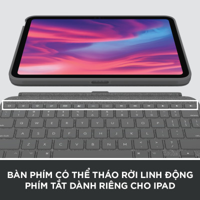 Bao da kèm phím Logitech Combo Touch dành cho iPad 10.9 inch Gen 10 - Có thể tháo rời, Trackpad siêu nhạy, chiếu sáng nền - Hàng chính hãng
