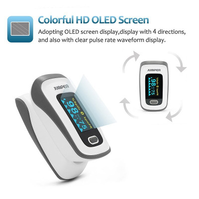 MÁY ĐO NỒNG ĐỘ OXY BÃO HÒA TRONG MÁU SPO2, PR, PI JUMPER JPD-500F Kết nối bluletooth với điện  thoại, màn hình OLED  ( FDA hoa kỳ chứng nhận ) 