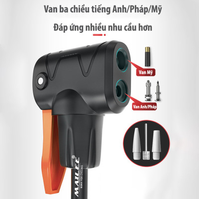 Bơm Tay Xe Đạp SP-P32 với tay cầm chống trượt, đầu bơm đa van 160PSI, Đa Dụng cho Xe Đạp, Xe máy, Xe Ô Tô, lõi nhôm bên trong, kín chống ngược khí - Mai Lee