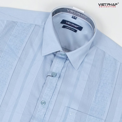 Áo Sơ Mi Nam Ngắn Tay VIỆT PHÁP Form Luxury Chất liệu  Bambo  In Sọc  lịch lãm, sang trọng  32727