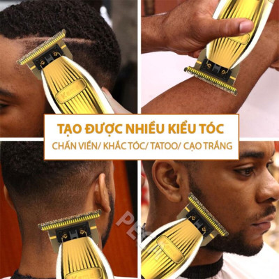 Tông đơ chấn viền cao cấp KEMEI KM-I32S không dây sử dụng đế sạc USB màn hình LED hiển thị thông minh dùng để cạo trắng, cắt tóc cạo trọc đầu có móc treo tiện lợi