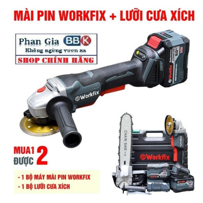 Máy Mài Pin WORKFIX 21V, Không Chổi Than, Pin 15 Cell, Lõi Đồng, Chống Khởi Động Lại, Tự Ngắt Khi Rơi Máy