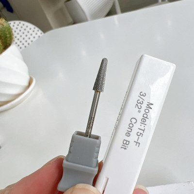 Đầu Mài Chân Móng Úp T5-F Titan Vonfram Siêu Bền, Đầu Mài Khóe Cone Bit Size M USA Mỹ, Dũa Tròn Culticle Khóe Móng Bột Sáng Bóng, Mịn Màng