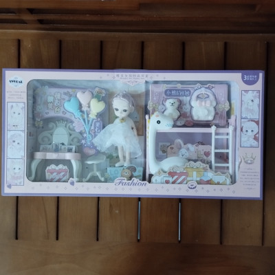 Đồ chơi búp bê cho bé gái, búp bê barbie kèm bàn trang điểm cỡ lớn, đồ chơi cho bé gái