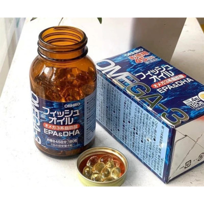 Viên Uống Dầu Cá Fish Oil Bổ Mắt, Bổ Não, Hỗ Trợ Tim Mạch Omega 3 Orihiro 180 Viên Nhật Bản
