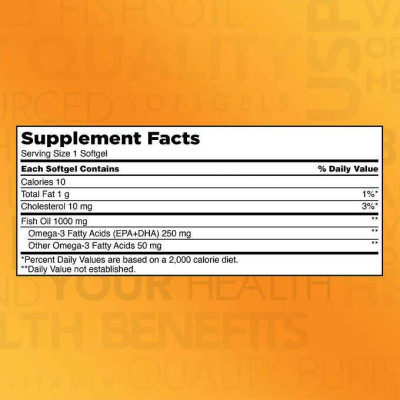 Thực phẩm bảo vệ sức khỏe Viên dầu cá Kirkland Signature Fish Oil 1000mg từ Mỹ, bổ sung Omega-3, DHA và EPA - 400 Viên