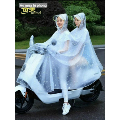 Áo mưa nhựa dẻo trong suốt chống thấm tuyệt đối,họa tiết bông tuyết siêu đẹp