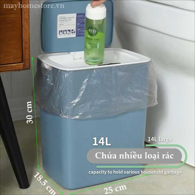 Thùng Rác Cảm Ứng Tự Động Thông Minh Pin Sạc Cổng USB Bản Nâng Cấp 2022 Cảm Ứng Kép 3 Chiều Dung tích 14L Chống Nước Tốt