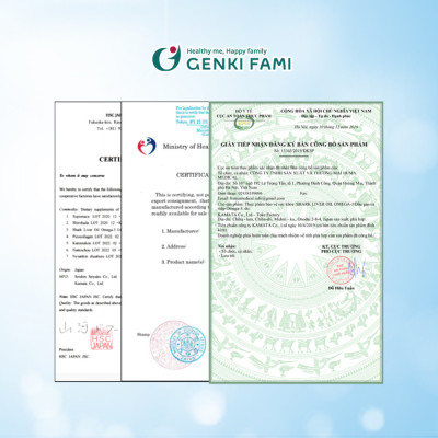 Dầu Gan Cá Mập Omega 3 Astaxanthin Genki Fami Nhật Bản, Bổ Mắt, Bổ Não Tốt Cho Tim Mạch Hộp 90 viên