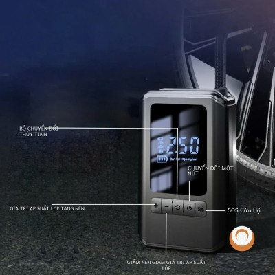 Máy Bơm Lốp Xe Điện 130PSI MH LED Thông Minh Pin Sạc Nhỏ Gọn Mạnh Mẽ Tự Động Ngắt Khi Đủ Hơi