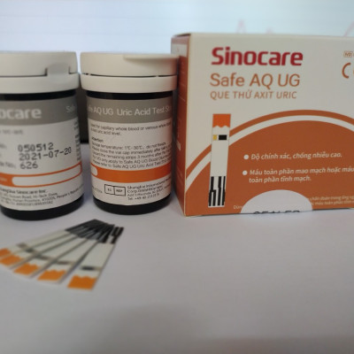 50 Que Thử Axid Uric  ( Bệnh Gút) Dùng Cho Máy Safe AQ UG Sinocare  kèm 50 Kim Chích máu