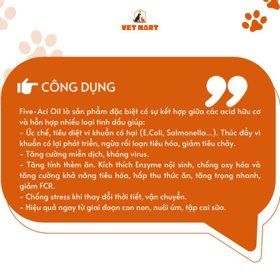 [Lọ 1 lít] FIVE ACI OIL - Thảo Dược Cho Gia Súc, Gia Cầm Tiêu Chảy, Táo Bón, Kích Thích Thèm Ăn_Fivevet
