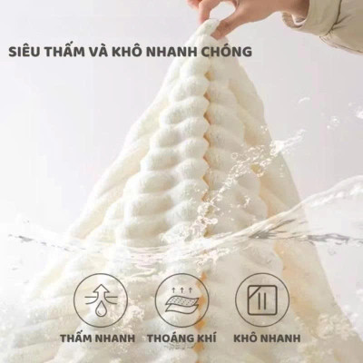 Khăn Quấn Lau Khô Tóc Nhanh – Thiết Kế Nút Cố Định, Gọn Nhẹ, Thời Trang