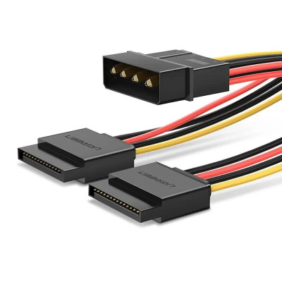 Ugreen UG50398US217TK 0.2M Cáp nguồn SATA 4 PIN sang 2 đầu SATA 15 PIN - HÀNG CHÍNH HÃNG