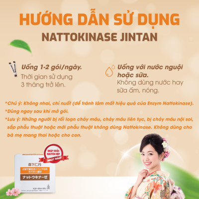 Hỗ trợ phòng ngừa tai biến, mỡ máu - Lẻ 3 Gói NATTOKINASE Jintan Nhật Bản (không có hộp)