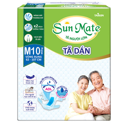 Combo 2 Tã Dán Người Lớn SunMate G2 Size M10 (10 Miếng)