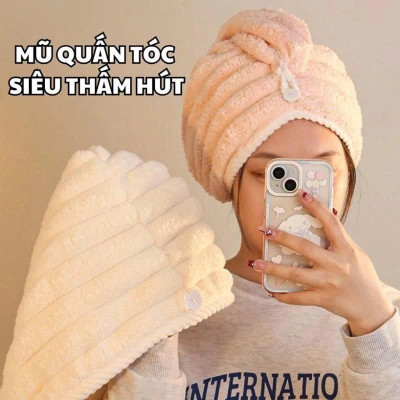 Khăn Trùm Đầu Lau Khô Cho Nữ – Siêu Thấm, Nhẹ, Bền, Phù Hợp Mọi Loại Tóc