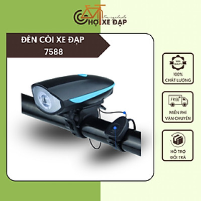 Đèn còi xe đạp 7588-B kháng nước tốt dễ dàng lắp đặt 3 chức năng sáng còi tiếng kêu to rõ