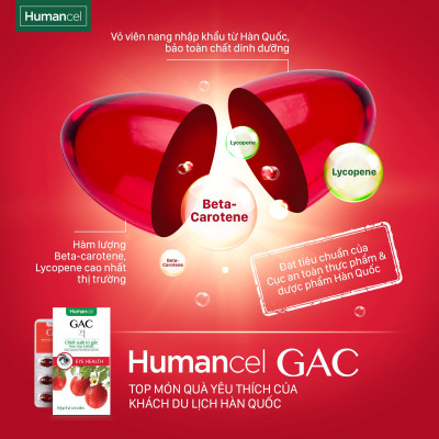 Set 3 hộp Humancel GAC (Viên nang dầu gấc chăm sóc mắt, trẻ hóa da, ngừa ung thư, đạt tiêu chuẩn Hàn Quốc)