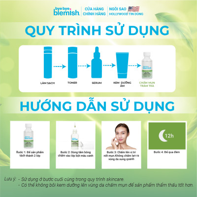 Chấm mụn Tràm Trà giảm mụn nhanh sau 1 đêm dành cho da mụn sưng viêm Bye Bye Blemish Tea Tree Drying Lotion 30ml