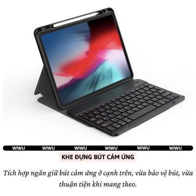 Case bao da bàn phím bluetooth bảo vệ 360 độ hiệu WIWU Protective Keyboard cho iPad Pro 11 13 inch M4 Pro 11 2020/21/22 Air 4/5/6/7 Gen 7 8 9 10.2 inch 10.5 inch Gen 10 10.9 inch - Bàn phím từ tính nam châm tháo rời, tích hợp giá đỡ - Hàng nhập khẩu