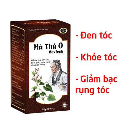 Viên Hà thủ ô đỏ Roxtech giúp giảm rụng tóc, giảm tóc bạc sớm, giảm tóc khô, chẻ ngọn - Hộp 30 viên