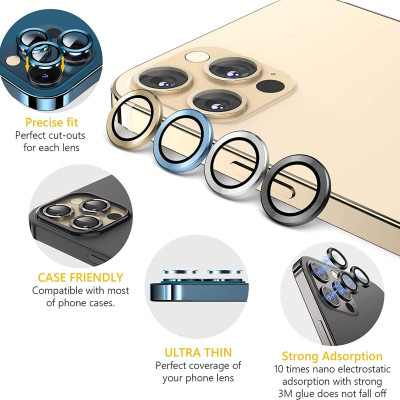 Bộ miếng dán kính cường lực bảo vệ Camera iPhone 12 Pro Max hiệu Wiwu Guard Lens Ring mang  lại khả năng chụp hình sắc nét full HD (độ cứng 9H, chống trầy, chống chụi & vân tay, bảo vệ toàn diện) - hàng nhập khẩu