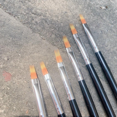 Cọ Ombre Đầu Dẹt Cán Gỗ, 2 Lớp Lông, Dặm Sơn Gel, Loang Kéo Màu Làm Nail, Thiết Kế Độc Đáo, Lông Tổng Hợp Cao Cấp cọ xước nail