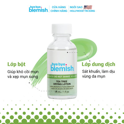 Chấm mụn Tràm Trà giảm mụn nhanh sau 1 đêm dành cho da mụn sưng viêm Bye Bye Blemish Tea Tree Drying Lotion 30ml