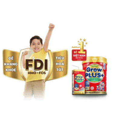 2 Hộp Sữa Bột Nutifood Grow Plus+ Đỏ (900g)