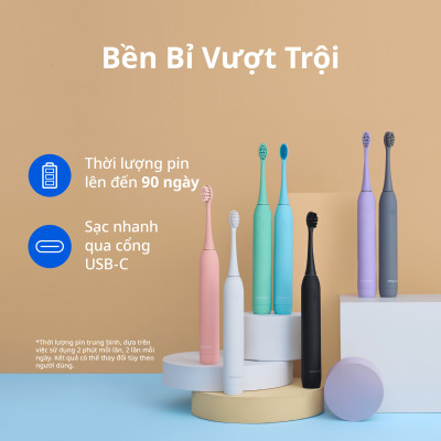 Bộ Bàn Chải Điện Zenyum Sonic MỚI 2.0 + 3 Đầu Thay Thế Công nghệ Singapore - Màu Tím