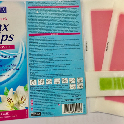 Miếng dán tẩy lông du lịch Beauty Formulas Wax Strips - 20 miếng