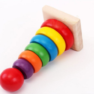 Đồ chơi tháp cầu vồng gỗ size bé
