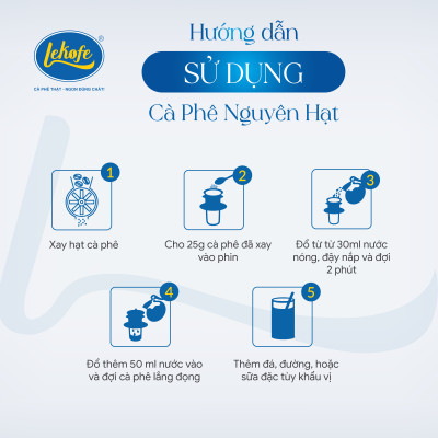 Cà phê nguyên hạt Đặc Biệt Lekofe 80% Robusta 20% Arabica Đắng đậm chua nhẹ Túi 1000gram