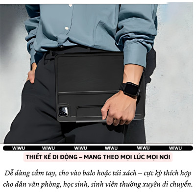 Case bao da bàn phím bluetooth bảo vệ 360 độ hiệu WIWU Protective Keyboard cho iPad Pro 11 13 inch M4 Pro 11 2020/21/22 Air 4/5/6/7 Gen 7 8 9 10.2 inch 10.5 inch Gen 10 10.9 inch - Bàn phím từ tính nam châm tháo rời, tích hợp giá đỡ - Hàng nhập khẩu