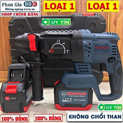 [chính hãƞg] Máy Khoan Bê Tông Dùng Pin 3 chức năng BOSHUN 21V - 2 Pin 15 CELL - Động cơ không chổi than, BH 1 năm
