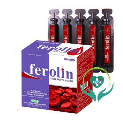 Sắt Dạng Ống Nước Ferolin - Hộp 20 ống - Bổ sung Sắt và Vitamin B12