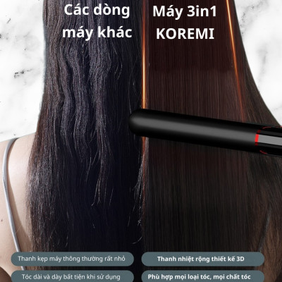 KOREMI Máy uốn duỗi 3in1 Duỗi Thẳng, Uốn Xoăn, Làm Phồng Tóc X3 ion âm, Giúp tóc suôn mượt Hàng Chính Hãng