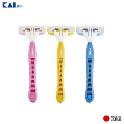 Set 03 chiếc dao cạo Kai Pretty Body, thiết kế 3 lưỡi kép tạo ra những đường cắt nhanh và hiệu quả hơn - nội địa Nhật Bản 