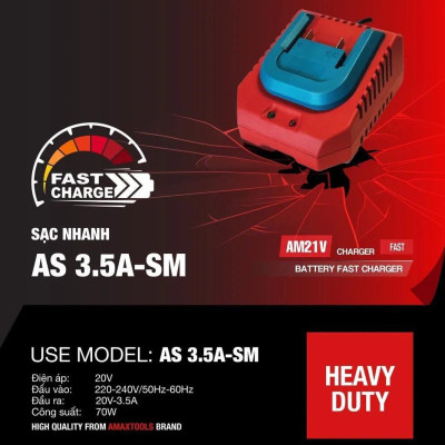 SẠC PIN NHANH 20V 3.5A AS3.5A-SM AMAXTOOLS  - HÀNG CHÍNH HÃNG