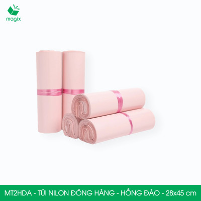 MT2HDA - 28x45 cm - Túi nilon gói hàng - 100 túi niêm phong đóng hàng màu hồng đào