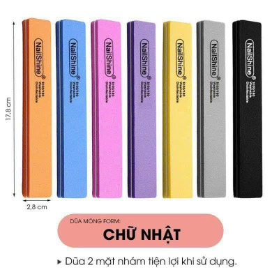 Phao Dũa Móng Mịn Sunshine Thanh Dài Ngắn, Phào Dũa 2 Mặt Sunshine Làm Nail (Màu Ngẫu Nhiên) Nail Phương Miu Nữ Women