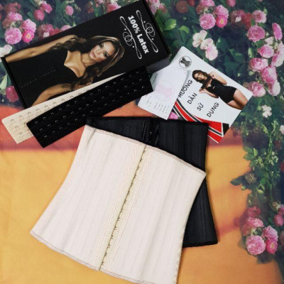 Đai nịt bụng (gen siết giảm eo) Latex 25 xương thép loại dài cao 29 cm nhập khẩu chính hãng Italy