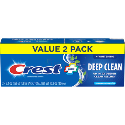 Combo kem đánh răng Crest Plus Deep Clean (153g x 2) - Hàng chính hãng