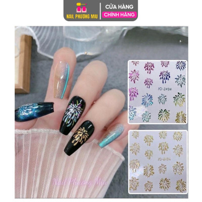 Sticker Tia Sáng p.Hoa Sticker Lấp Lánh, Miếng Giấy Dán Móng Tay 3D Làm Nail Thời Trang Sơn Gel Nữ Women